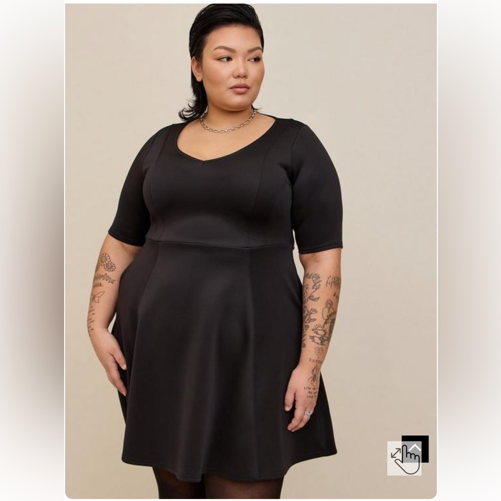 Torrid Fluted Fit and Flare Scuba Black Mini Dress